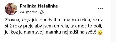 V marci pridala na sociálnu sieť tento text s fotkou.