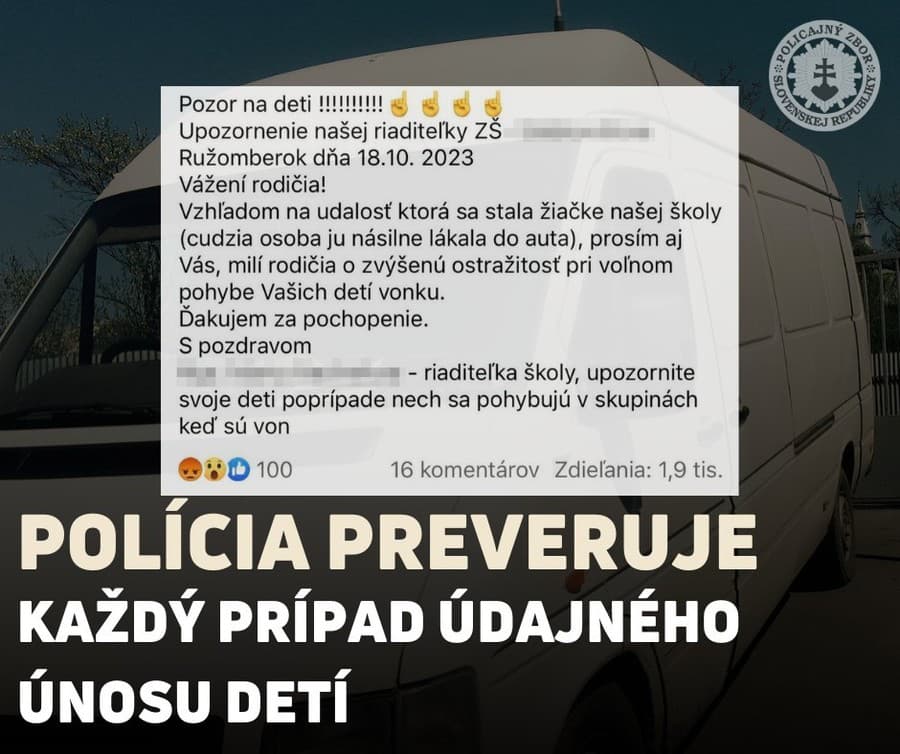 Virálnu informáciu o údajnom pokuse o únos dieťaťa v Ružomberku overuje polícia.