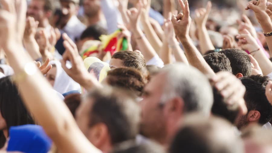 Color image of crowds