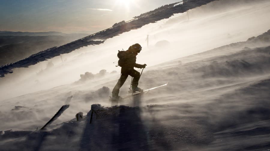 Back country skier walking