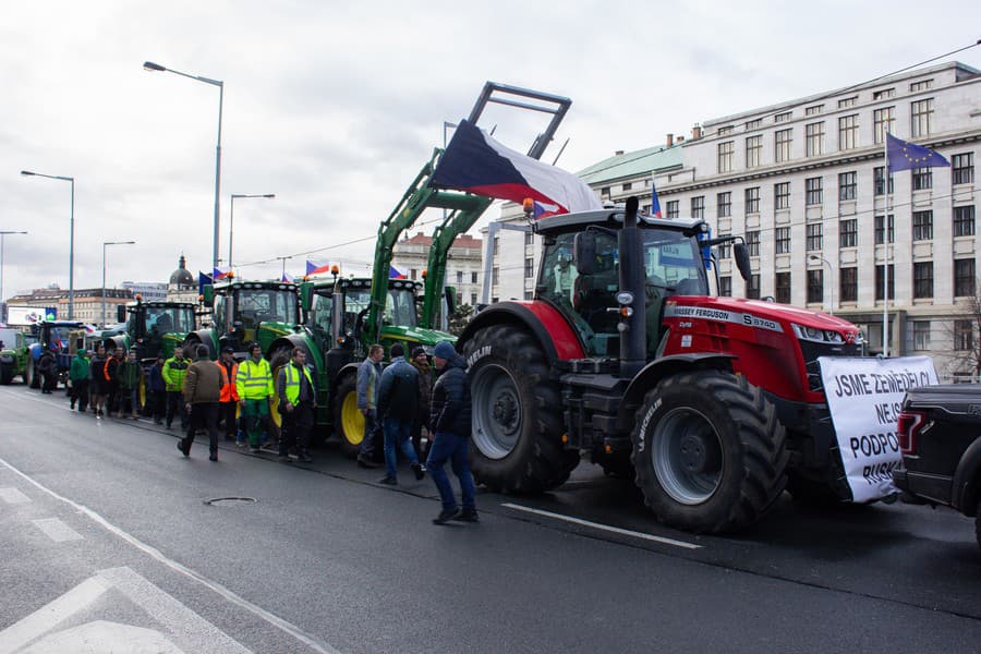 Protest poľnohospodárov v Prahe.