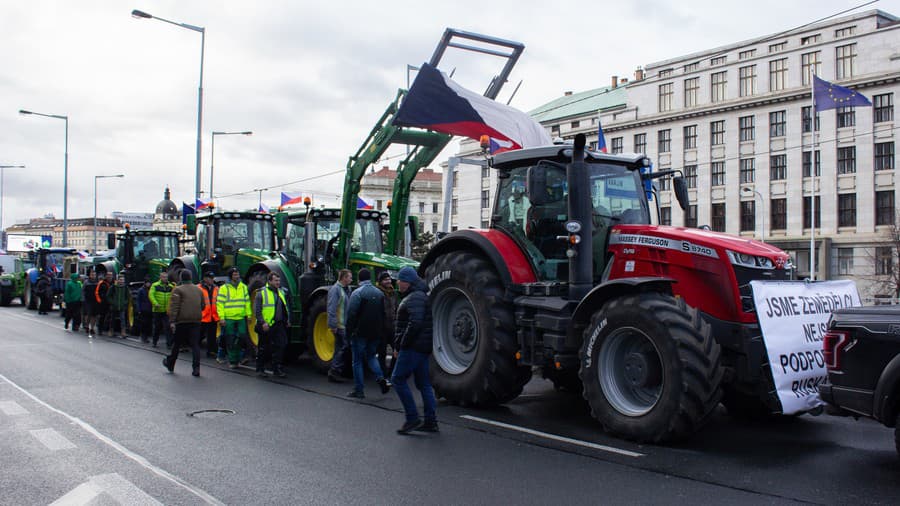 Protest poľnohospodárov v Prahe.