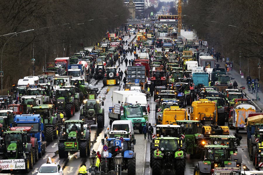 Protest farmárov v Berlíne