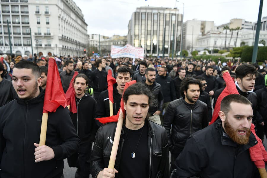 Ľudia v Grécku protestovali