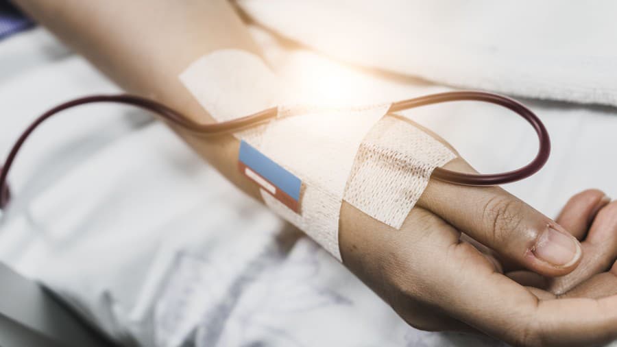 Patient on hospital bed