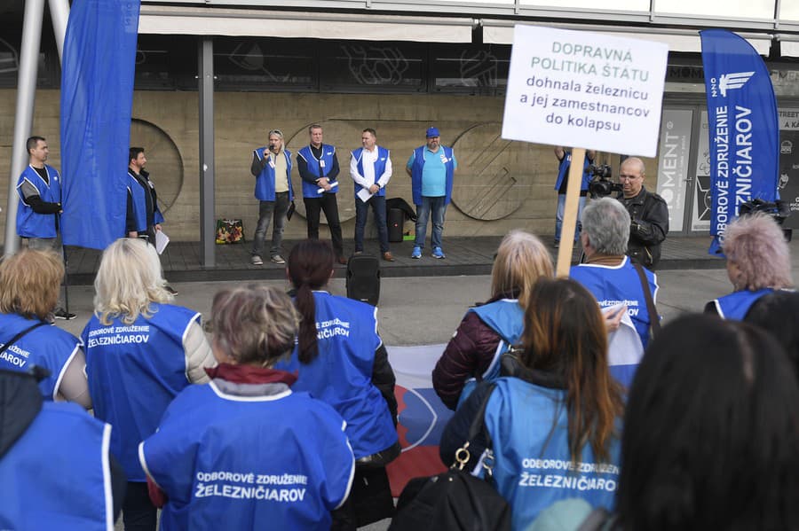 Protest železničiarov v Košiciach.