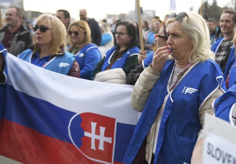 Protest železničiarov v Košiciach.