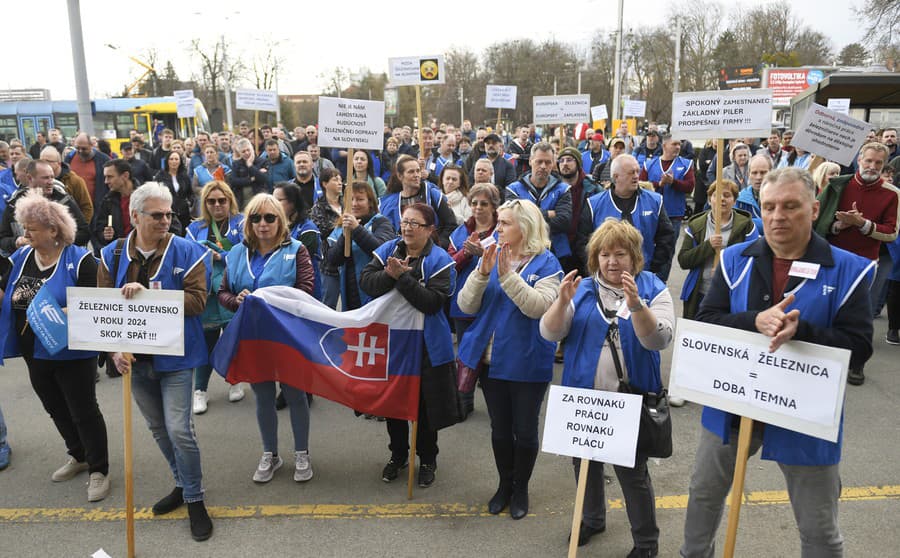 Protest železničiarov v Košiciach.