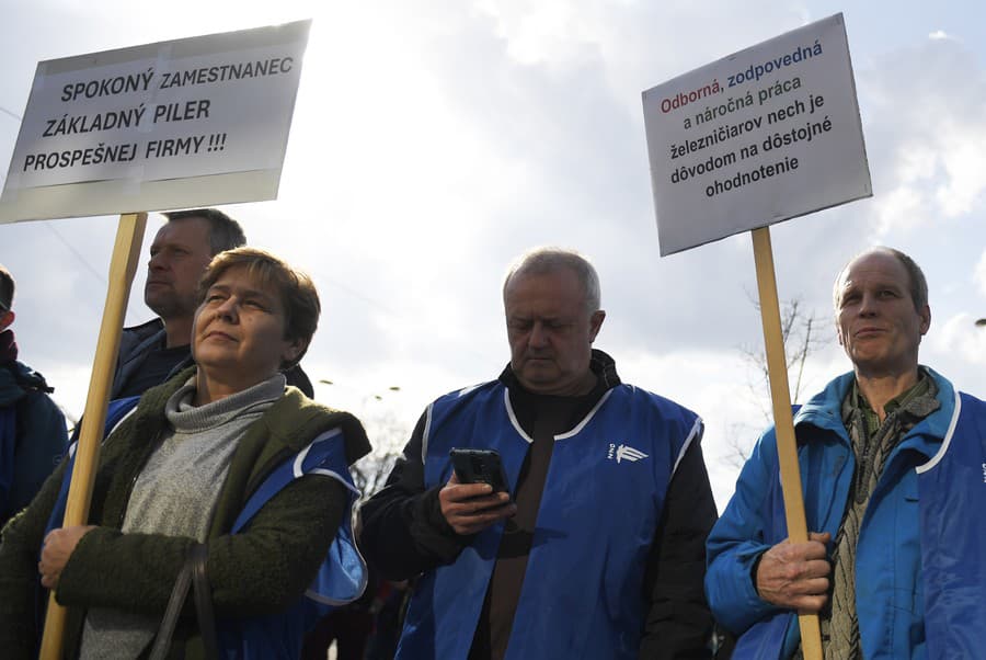 Protest železničiarov v Košiciach.