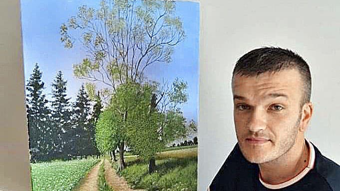 Marek Zimka maľuje akrylovými
