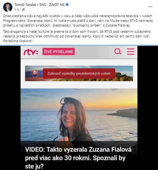 Tarabov status smerujúci RTVS a Zuzane Fialovej.