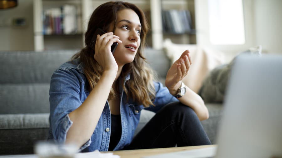 Young woman working at