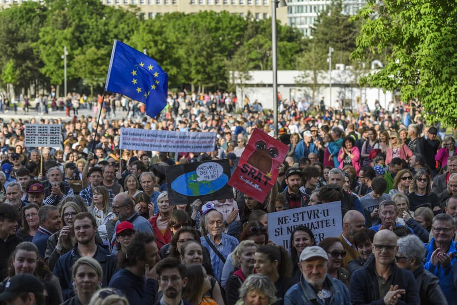 Účastníci protivládneho protestu hnutia