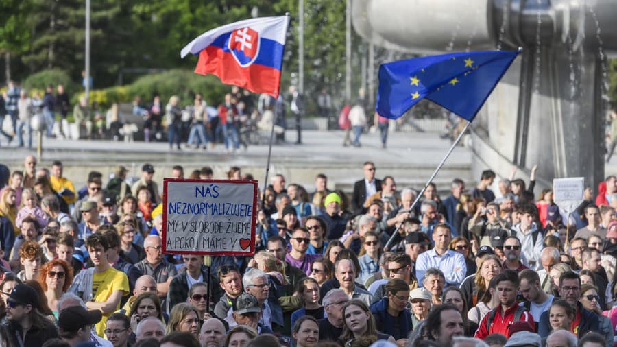 Účastníci protivládneho protestu hnutia