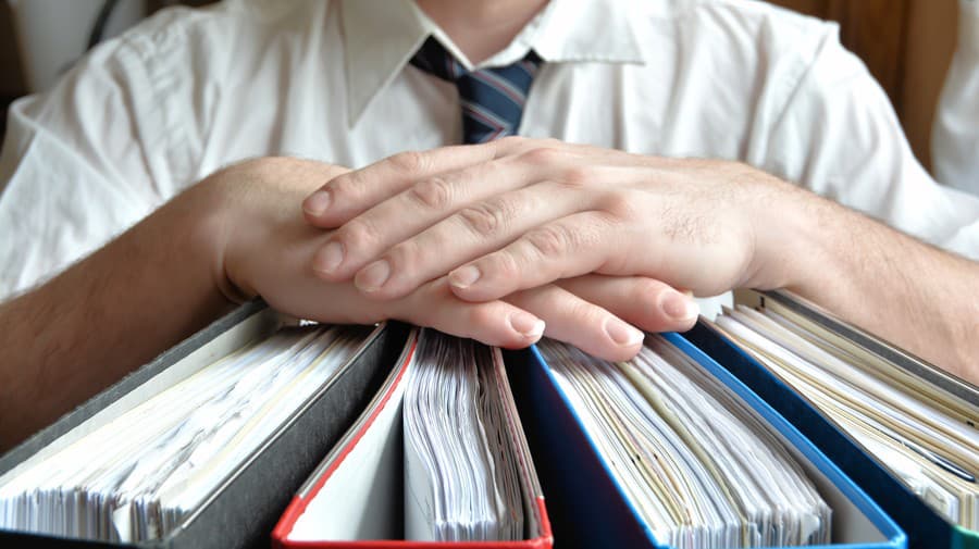 Businessman and files