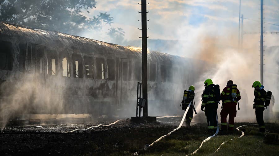 Požiar železničného vagóna v