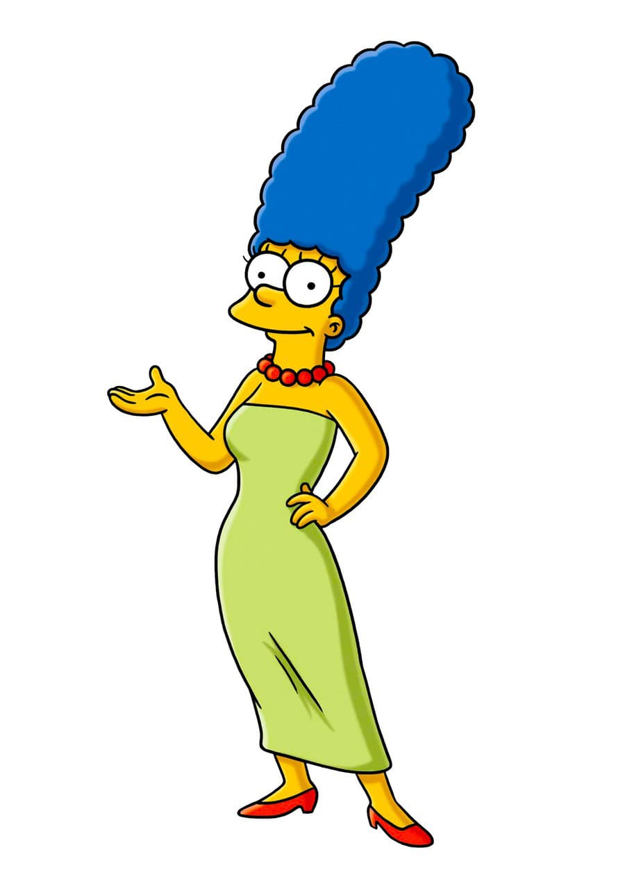 Poznávacím znamením Marge sú modré vlasy týčiace sa k nebesám.