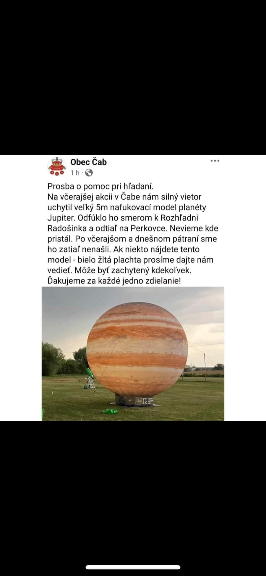 V obci Čab odfúklo