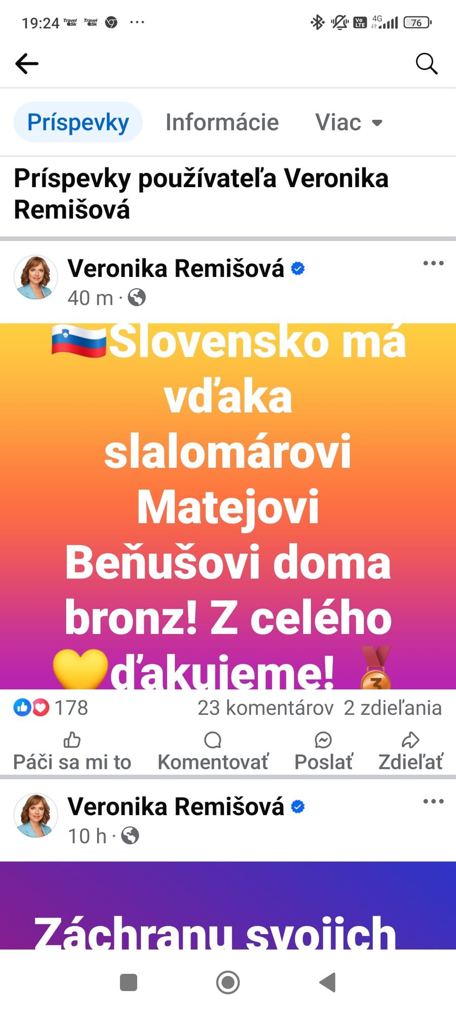 Veronika Reišová pridala nesprávnu