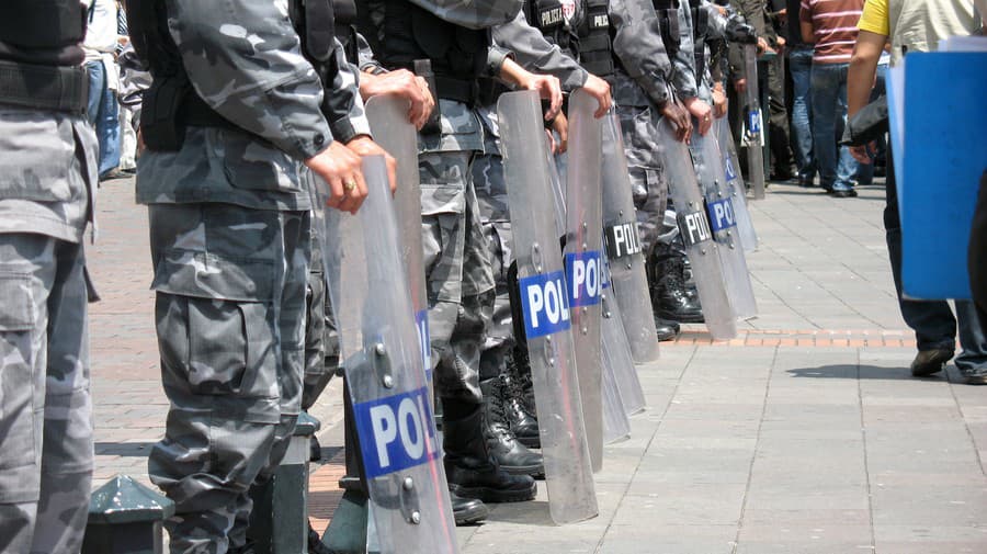 South American riot police