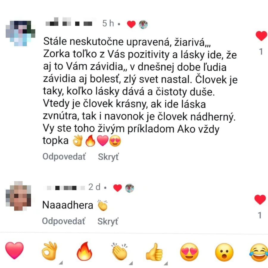 Czoborová zverejnila, aké komentáre