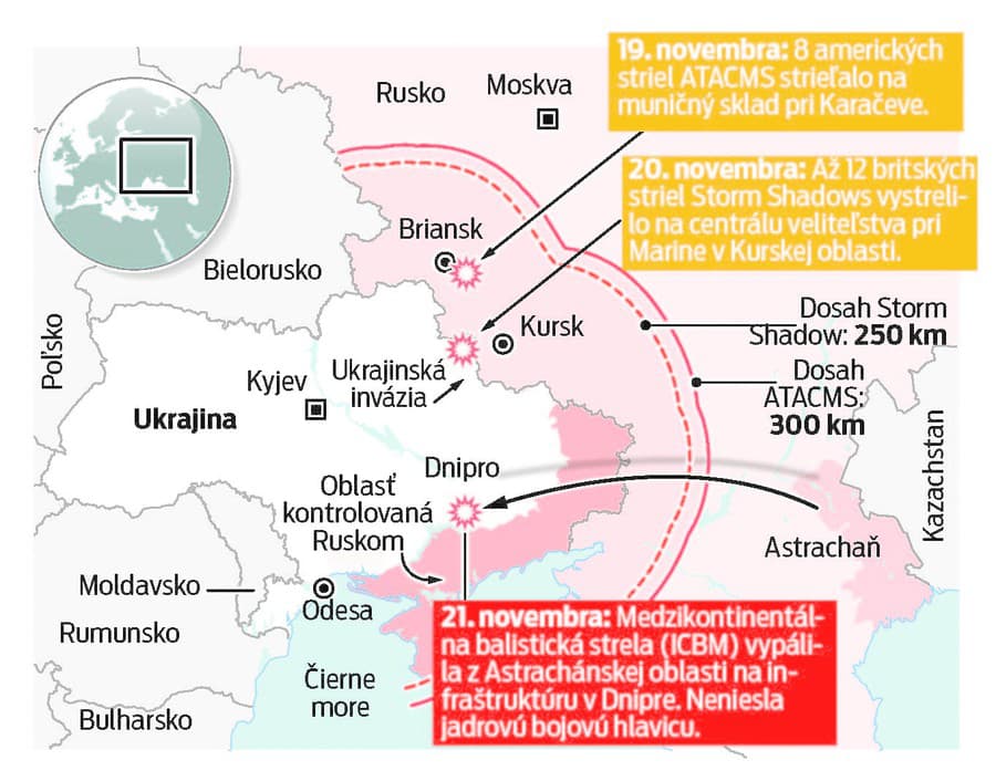 Rusko poslalo balistickú strelu na Ukrajinu.