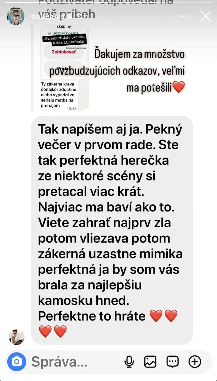 Ako však herečka neskôr