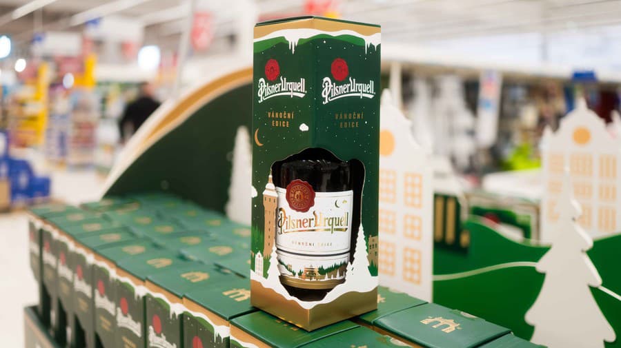 Litrová vianočná fľaša Pilsner Urquell 