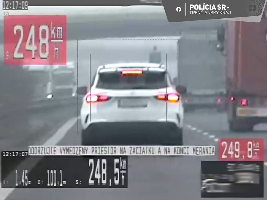 Vodič na D1 pri Dubnici nad Váhom prekročil rýchlosť o 118 km/h.