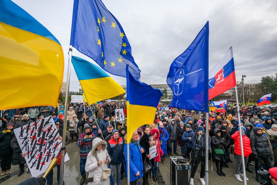 Na snímke protest proti