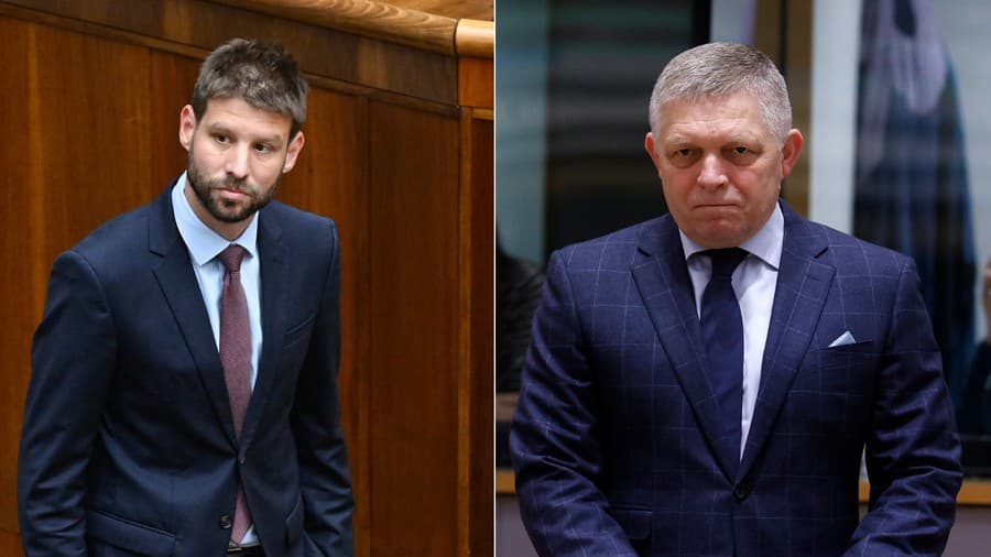 Michal Šimečka a premiér Robert Fico.