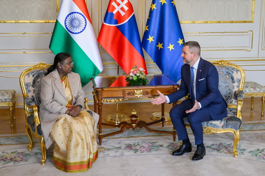 Prezident SR Peter Pellegrini a indická prezidentka Draupadí Murmúová.
