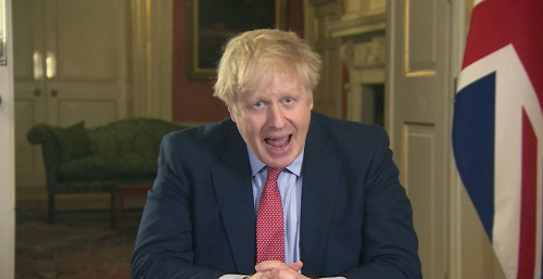Britský premiér Boris Johnson počas prejavu