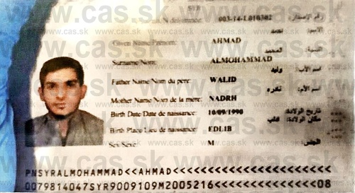 Nájdený sýrsky pas bol vystavený na meno Ahmed Almuhamed.