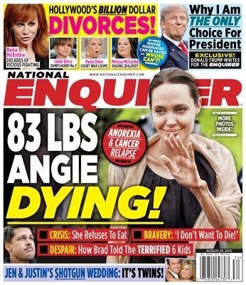 Americký magazín tvrdí, že Angelina zomiera.