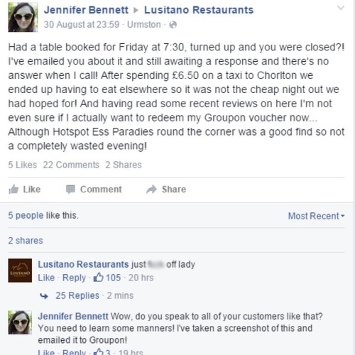 Jennifer dostala od reštaurácie veľmi prekvapivú odpoveď. 
