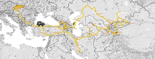 Takto vyzerá plán cesty po Strednej Ázii.