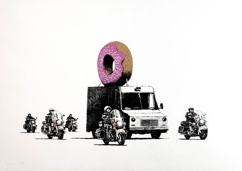 Strawberry donut: Grafi ka v typickom Banksyho štýle je ozdobou východoslovenskej galérie. Hodnota: 50 000€.