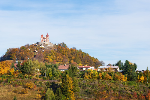 Baroque Calvary on Scharffenberg hill in Banska Stiavnica during autumn, UNESCO (SLOVAKIA)