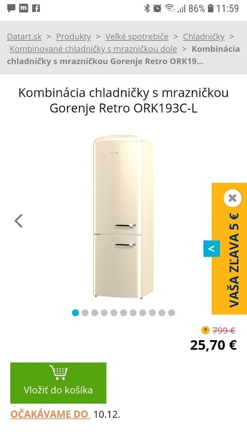 Túto chladničku si kúpila cez e-shop.