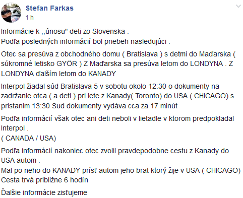 V pondelok 28. októbra Farkaš zverejnil tieto informácie.