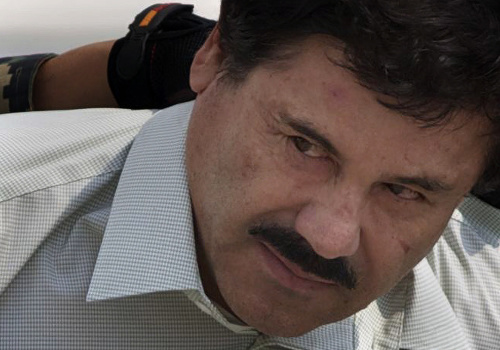 Mexický drogový narkobarón Joaquín Guzmán na archívnej snímke z februára 2014