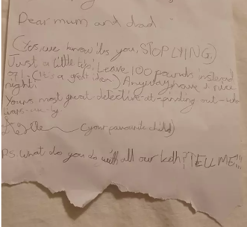 Dievčatko napísalo rodičom list, prosí ich, aby prestali klamať o zúbkovej víle. 