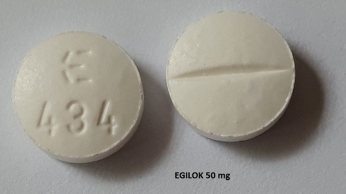 Takto vyzerá liek Egilok 50 mg.