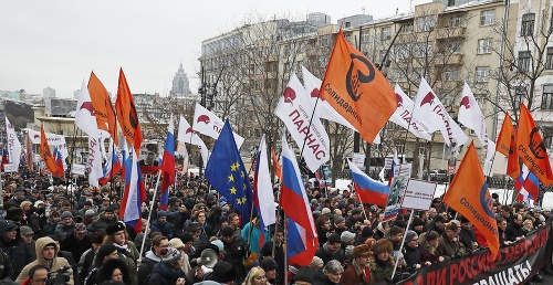 Spomienková demonštrácia na výročie vraždy Borisa Nemcova.