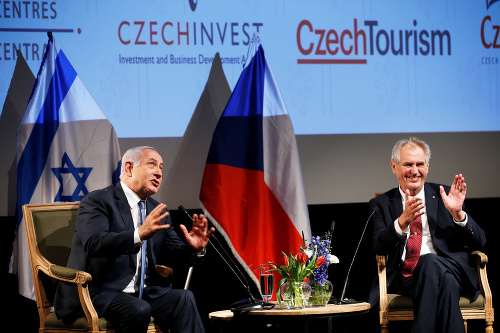 Miloš Zeman s izraelským premiérom Benjaminom Netanjahuom otvorili v Jeruzaleme Český dom.