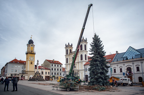 Vianočný strom na Námestí SNP v Banskej Bystrici