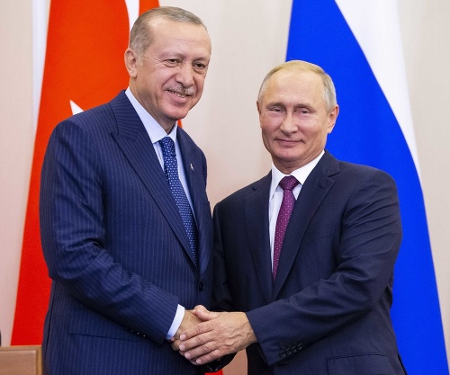 Turecký prezident Recep Tayyip Erdogan s ruským prezidentom Vladimirom Putinom