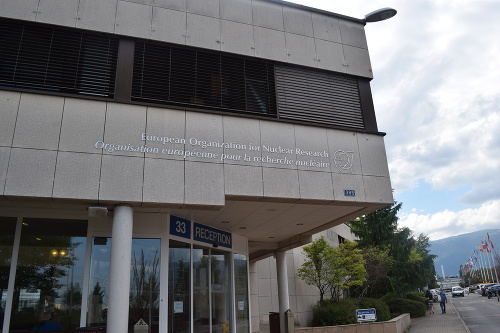 Geneva, Switzerland - August 4, 2015: External view of CERN Building in Geneva, Switzerland