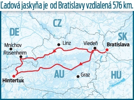 Ľadová jaskyňa je od Bratislavy vzdialená 576 km.